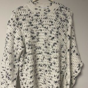 Mango Black and White Speckled Sweater Size M